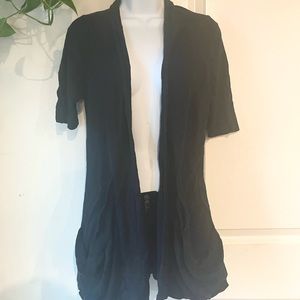 BCBG Short Sleeve Long Line Open Front Sweater